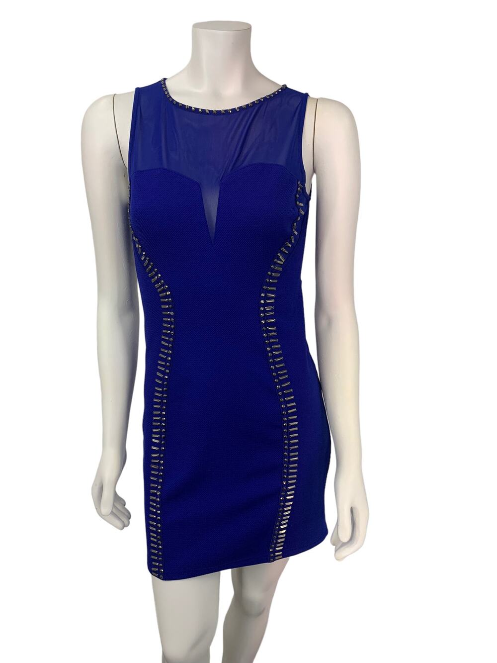 Whyte Eyelash jeweled bodycon dress sheer mesh sleeveless mini small